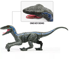 Load image into Gallery viewer, 2.4G RC Walking Dinosaur Blue Raptor / Tyrannosaur Remote Control Jurassic Dinosaur