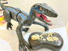 Load image into Gallery viewer, 2.4G RC Walking Dinosaur Blue Raptor / Tyrannosaur Remote Control Jurassic Dinosaur