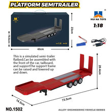 Load image into Gallery viewer, Huina RC 1501 Scania 770S 1:18 with RC Platform Semi Trailer 1502 2.4GHz (Red)