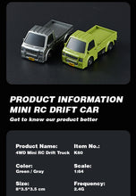Load image into Gallery viewer, K60 mini RC Truck for drifting scale 1:64