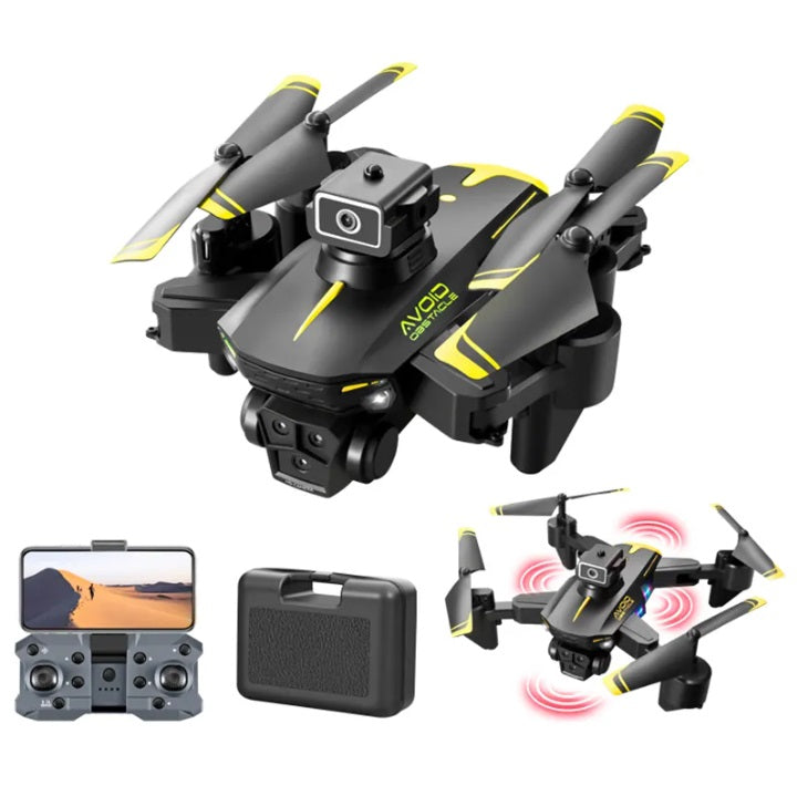 KY605S RC Drone 8K Professional With Three Camera Wide Angle Optical Flow Localization Four-way Obstacle Avoidance Drone (Only Black Yellow color)