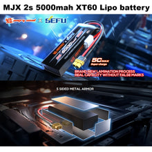 Load image into Gallery viewer, MJX 2s 7.4V 5000mah lipo battery XT60 connector for MJX 10303 / 10304