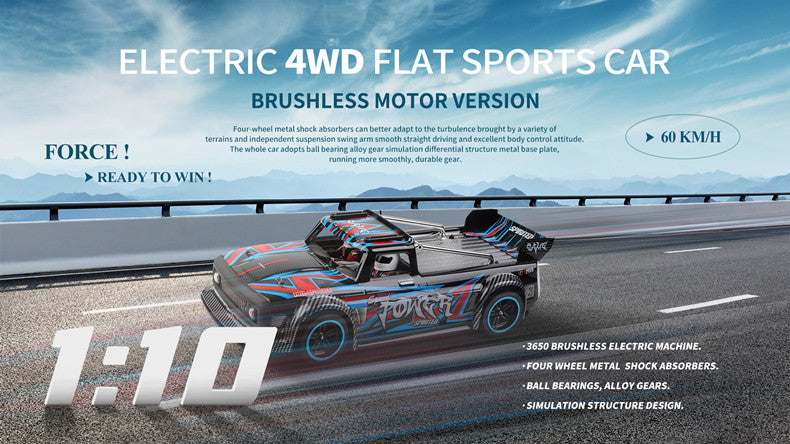 WLtoys 104072 RTR 1/10 2.4G 4WD 60km/h Flat Sport Car Racing Car with 3650 Brushless Motor