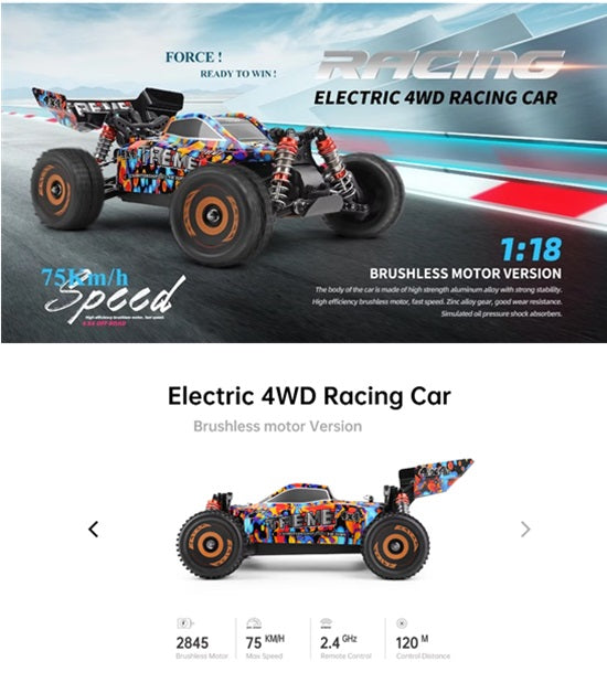 WL Toys 1/18 scale 184016 Brushless 75km/hr RC Buggy 2.4G