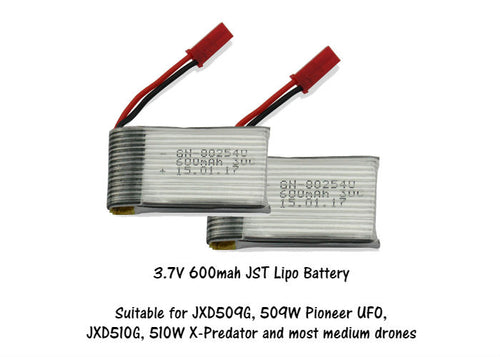 Lipo 3.7V 600mah Battery red JST connectors 509G C