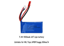 Load image into Gallery viewer, Lipo 7.4V 1100mah Battery red JST connector A959 50km R35
