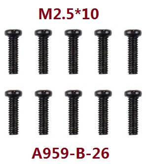 WL A959-B-26 Pan Head Machine Screws M2.5 x 10 (10 pcs) for 70km