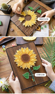 DIY Sunflower Arts & Crafts String Art with LEDs